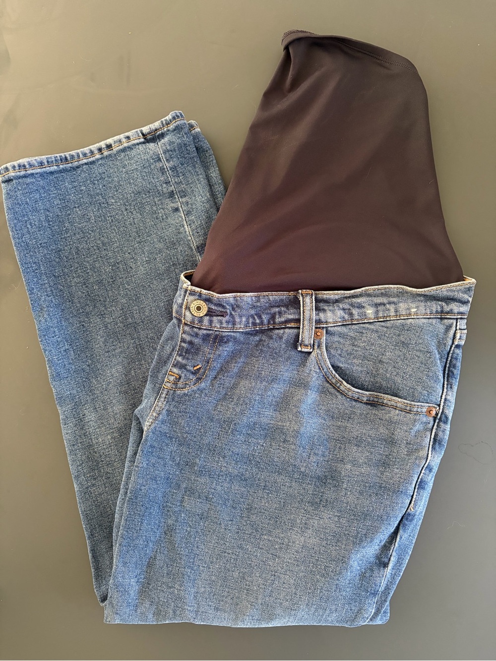 Abercrombie & Fitch Blue Maternity Jeans with Black Comfort Panel